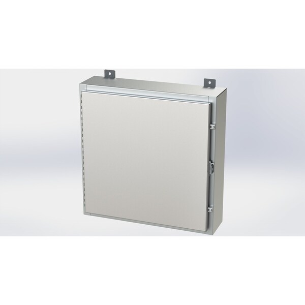 Padlockable Hasp Electrical Enclosures, 24 in H, 6 in D, 24 in W, NEMA 4X, 304 Stainless Steel